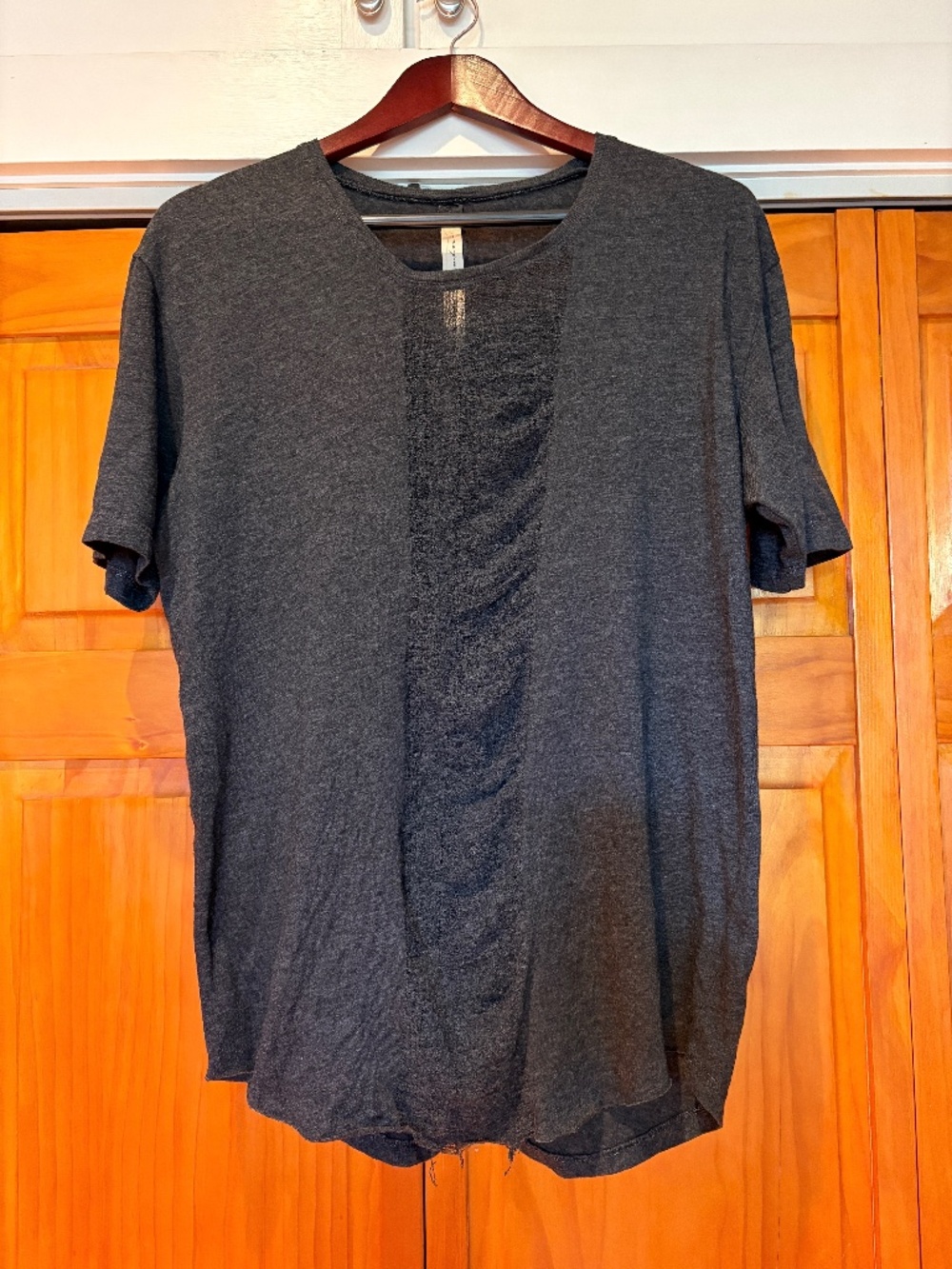 Raquel Allegra Shredded T-Shirt Men's Tee Unisex Size 2 Made in USA Gray